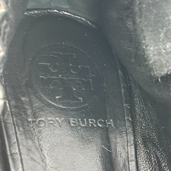 Tory Burch Black/Brown Abbey Ballerina Leather Leopard Slip-on Flats, 7M - Picture 9 of 11